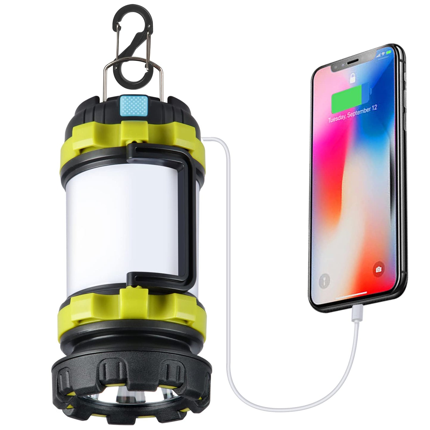 2 Pack Camping Lantern, Outdoor Led Camping Lantern, Rechargeable Flashlights with 1000LM, 6 Modes, 4000mAh Power Bank, IPX5 Waterproof Portable Emergency Camping Light for Hurricane Hiking