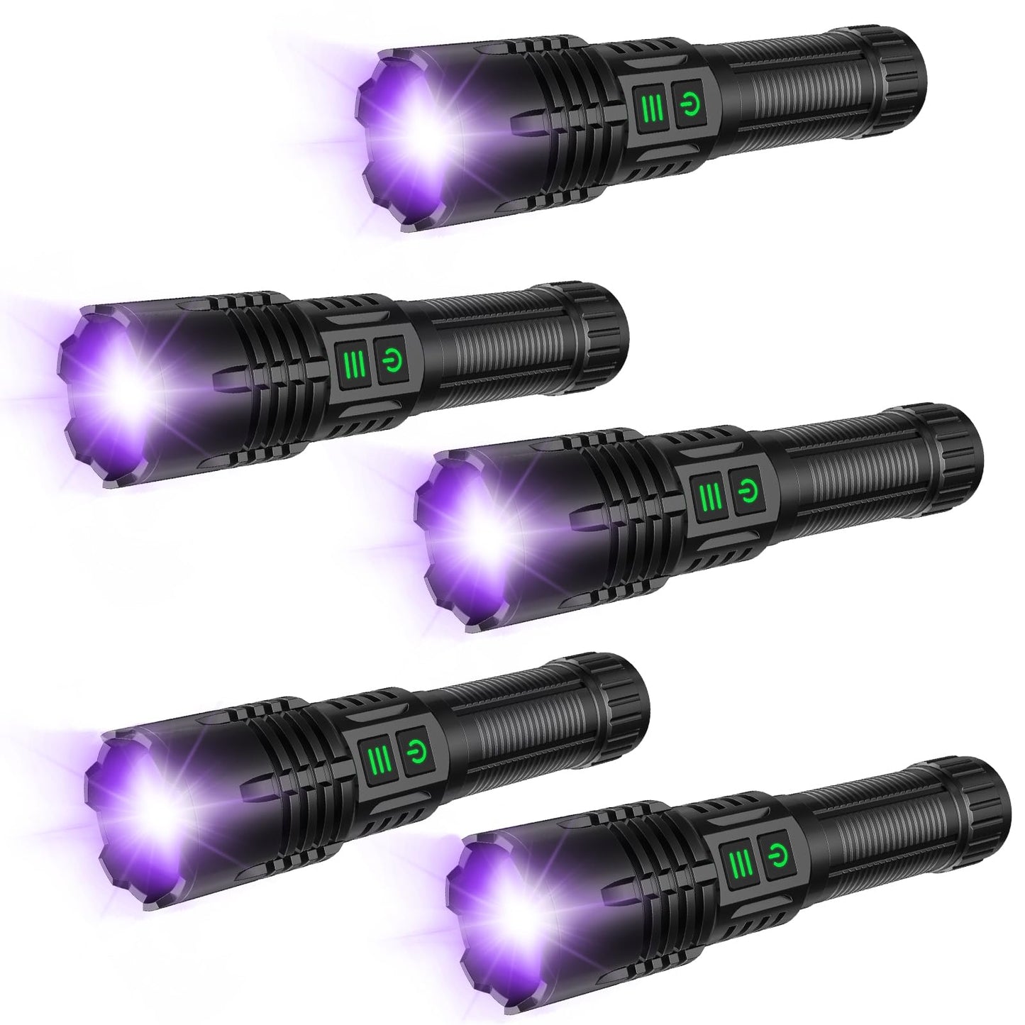 AdamStar UV&High Lumens Flashlight Rechargeable, 2-in-1 Powerful Blacklight LED Flashlight Tactical 6 Modes Super Bright Waterproof Zoomable Detector for Pet Urine Curing Resin Camping