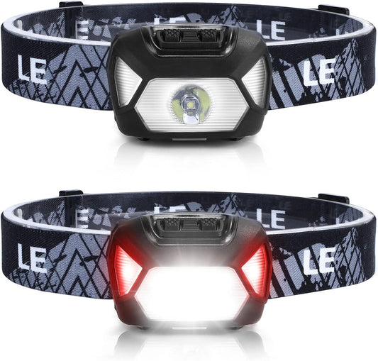 Lepro HeadLamp, 2 Pack Super Bright LED Head lamp with 6 Lighting Modes, Waterproof, Battery Powered LED Lightweight Headlight for Cycling Running Camping for Kids Adults