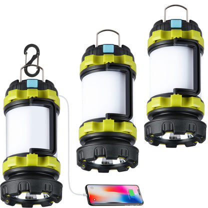 2 Pack Camping Lantern, Outdoor Led Camping Lantern, Rechargeable Flashlights with 1000LM, 6 Modes, 4000mAh Power Bank, IPX5 Waterproof Portable Emergency Camping Light for Hurricane Hiking