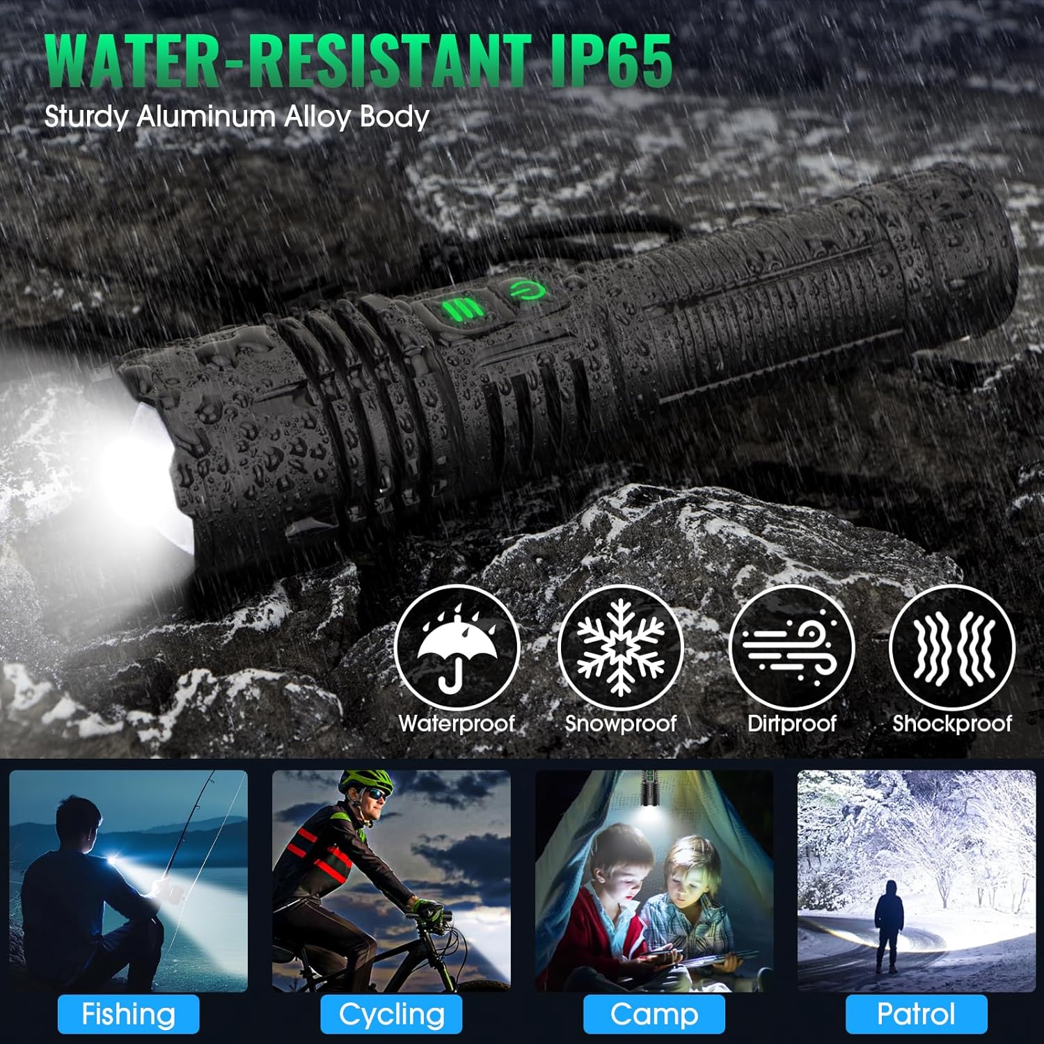 AdamStar UV&High Lumens Flashlight Rechargeable, 2-in-1 Powerful Blacklight LED Flashlight Tactical 6 Modes Super Bright Waterproof Zoomable Detector for Pet Urine Curing Resin Camping