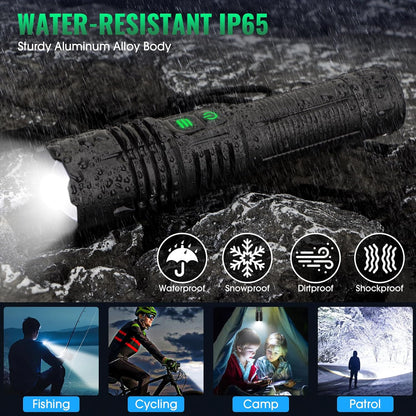 AdamStar UV&High Lumens Flashlight Rechargeable, 2-in-1 Powerful Blacklight LED Flashlight Tactical 6 Modes Super Bright Waterproof Zoomable Detector for Pet Urine Curing Resin Camping